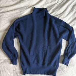 Aritzia Medium Blue Wool Cotton Turtleneck Sweater